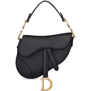 Dior Black and Gold Saddle Bag
